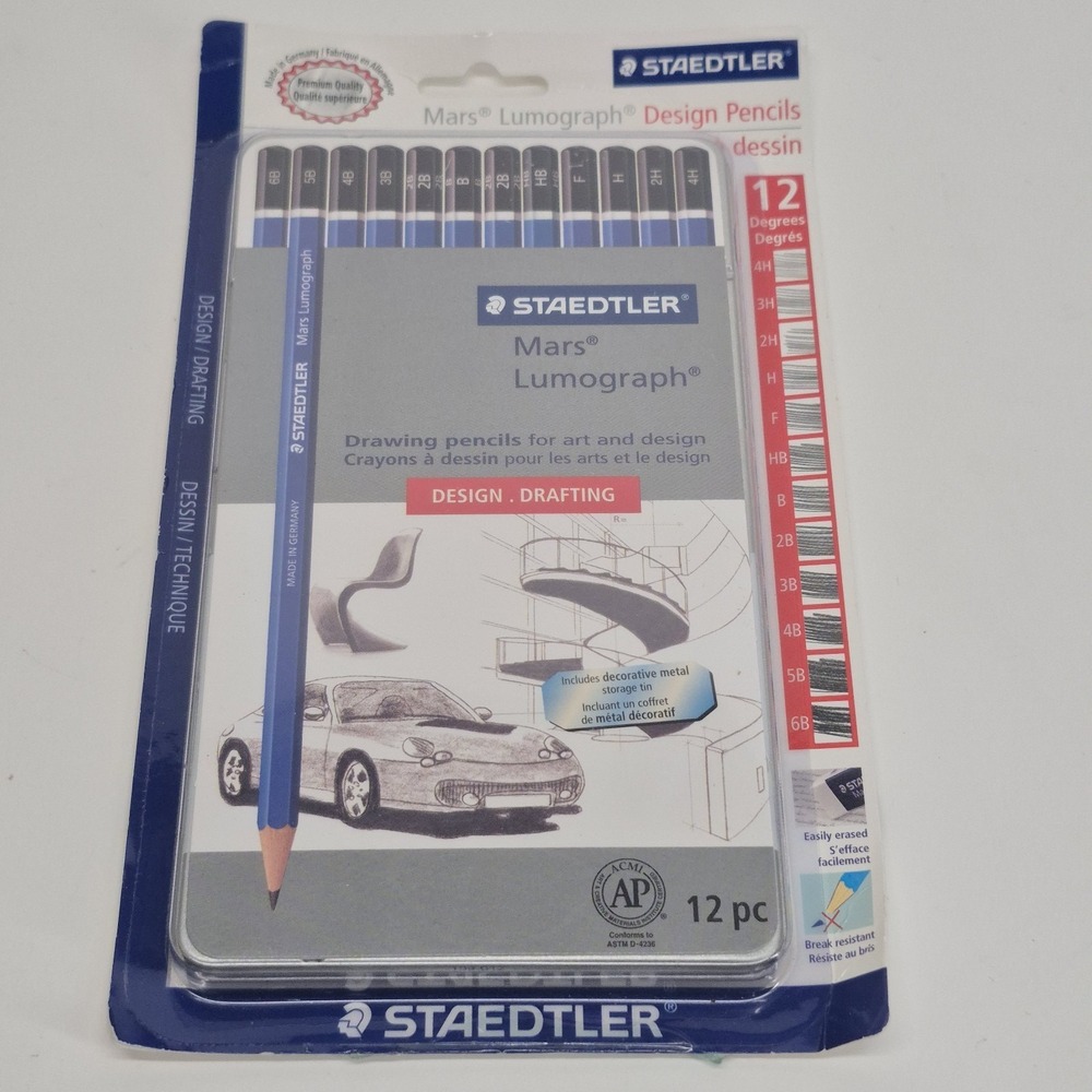 Staedtler Mars Lumograph Pencil Set Of 12 Design Drafting